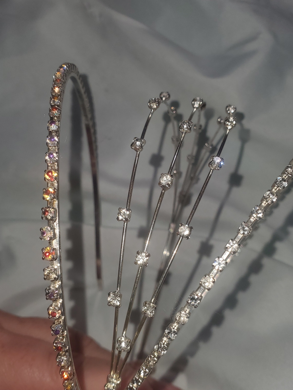 Lot of 3 Silver Rhinestone Headbands